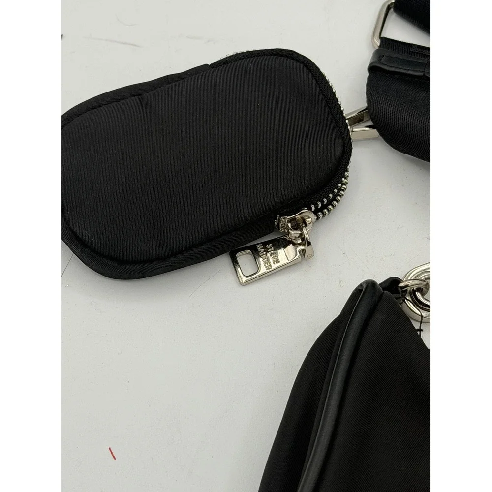 Steve Madden BVital Black Nylon Crossbody Bag with Detachable Pouch & Chain